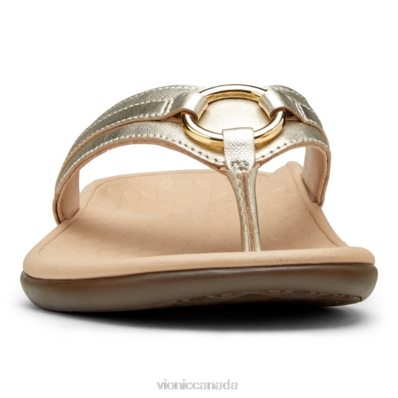 Vionic Tide Aloe Toe Post Sandal 4642661377 Champagne Leather Vionic canada