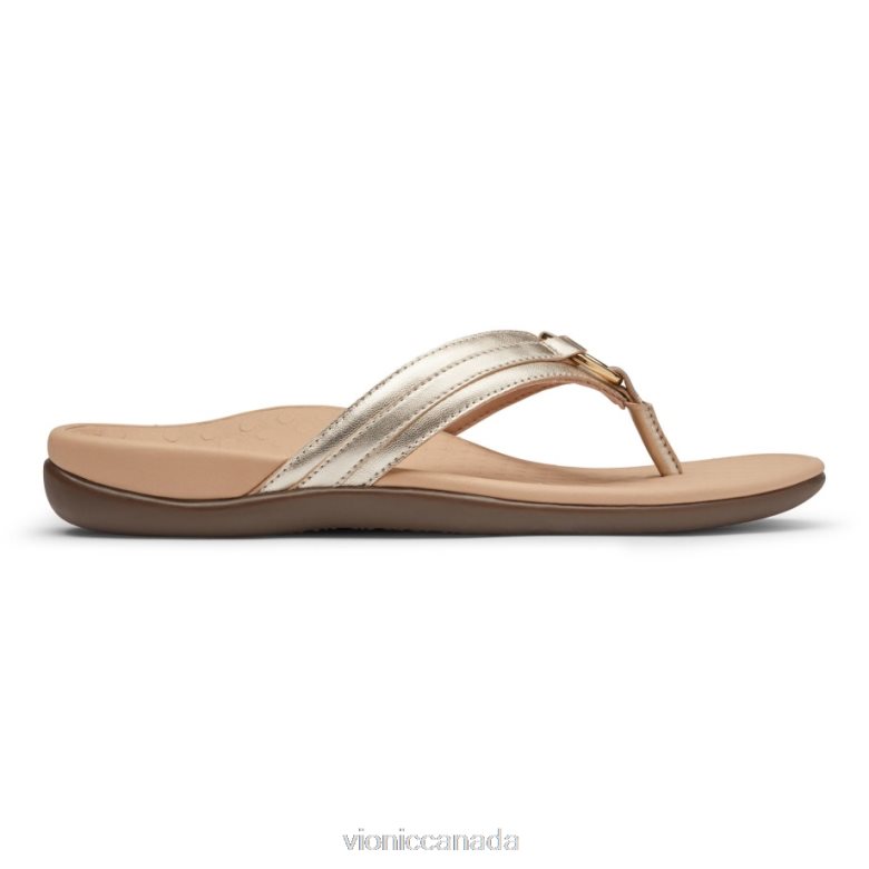 Vionic Tide Aloe Toe Post Sandal 4642661377 Champagne Leather Vionic canada