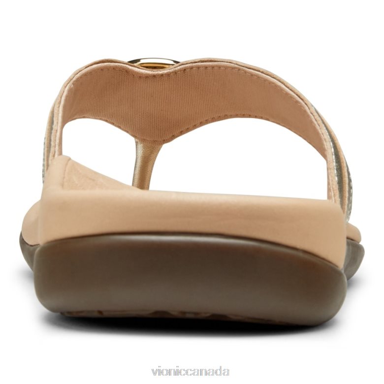 Vionic Tide Aloe Toe Post Sandal 4642661377 Champagne Leather Vionic canada