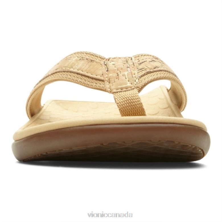 Vionic Tide II Toe Post Sandal 4642661388 Gold Cork Vionic shoes calgary